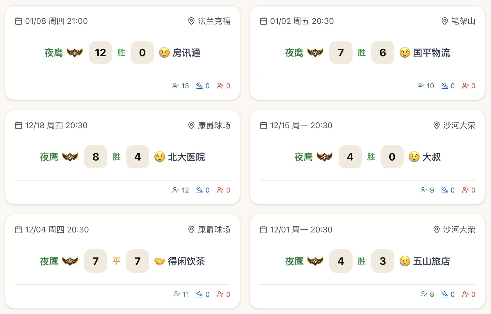 比赛列表与结果沉淀